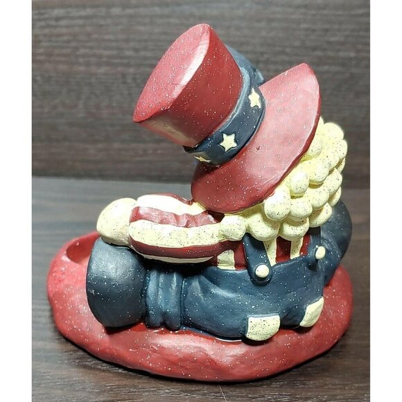 Patriotic Uncle Sam Santa Tealight Candle Holder With Star Cutouts Red Blue VRG - Picture 4 of 9